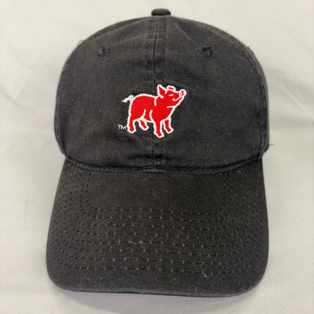 Southern Trend Hat Pig Logo Mens OSFA Black Leather Strapback Cap